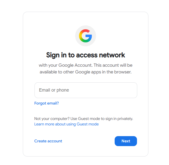 Google Portal - Account Selection Interface