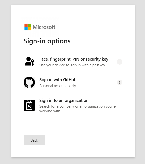 Microsoft Portal - Password and Authentication Interface