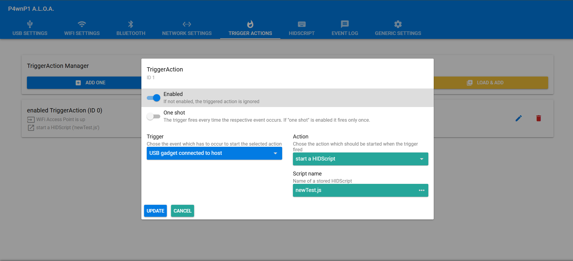 Trigger Actions Configuration